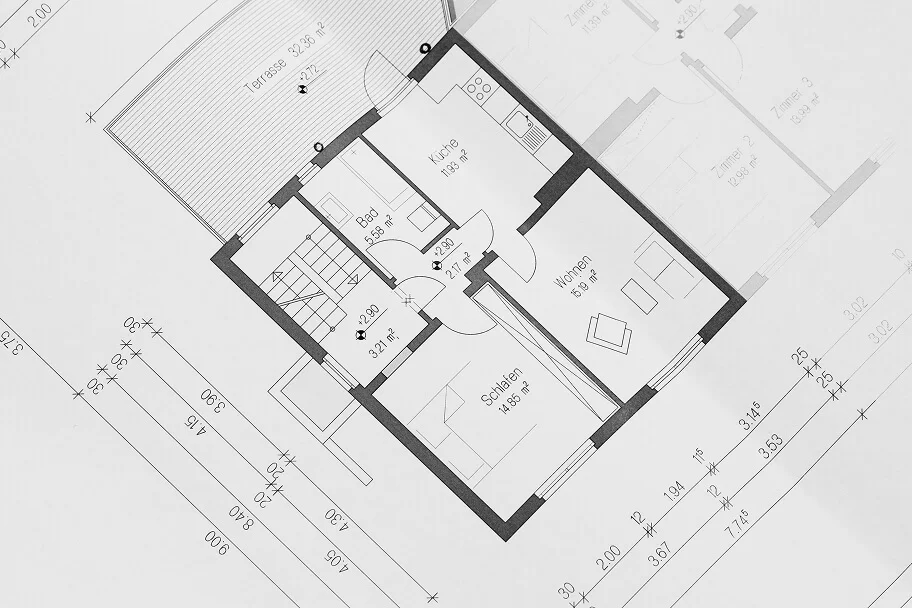 architect designers making the blueprints of the building floor plans
